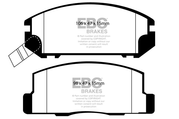 EBC Yellowstuff 4000 Series Street and Track Brake Pad Set (DP41107R)
