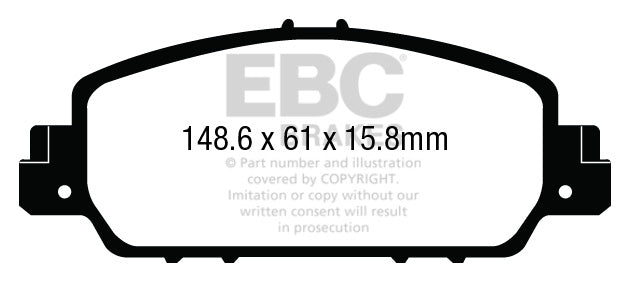 EBC Yellowstuff 4000 Series Street and Track Brake Pad Set (DP43014R)